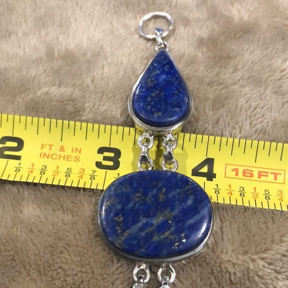 Southwestern Lapis Lazuli Sterling Silver Bracelet - Picture 5 of 15